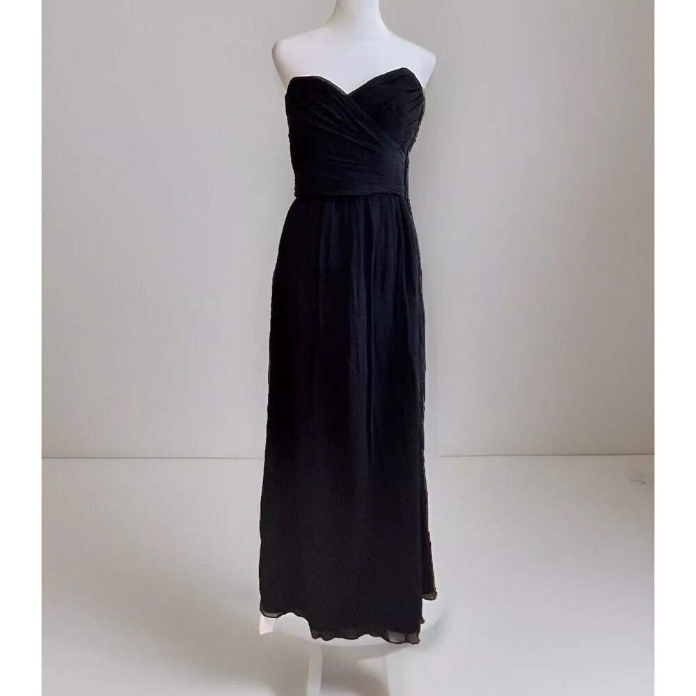Jenny Yoo Collection Sz 10 Margaux Black Strapless Chiffon Gown